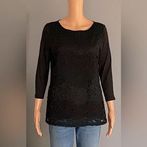 🌷ANN TAYLOR MULTI MEDIA LACE AND MODAL BLOUSE SZ M